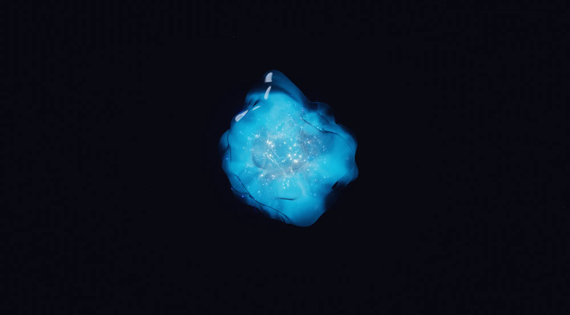 Kora seule au lancement de Choragos, l'orbe bleue au centre de la scène